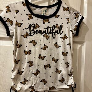 Lily Bleu Butterfly Print Kids T-Shirt - White and Black